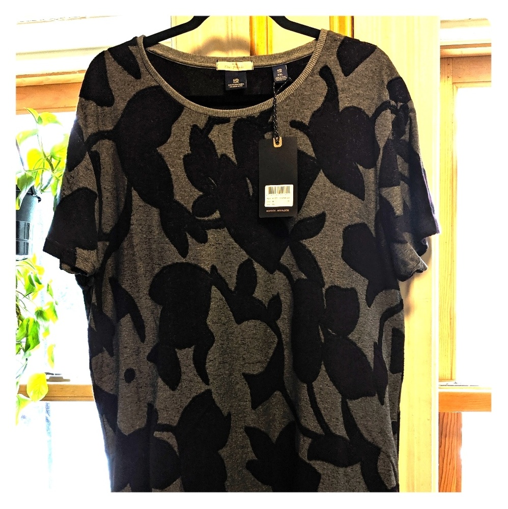 NWT Scotch and Soda black and grey men's shirt